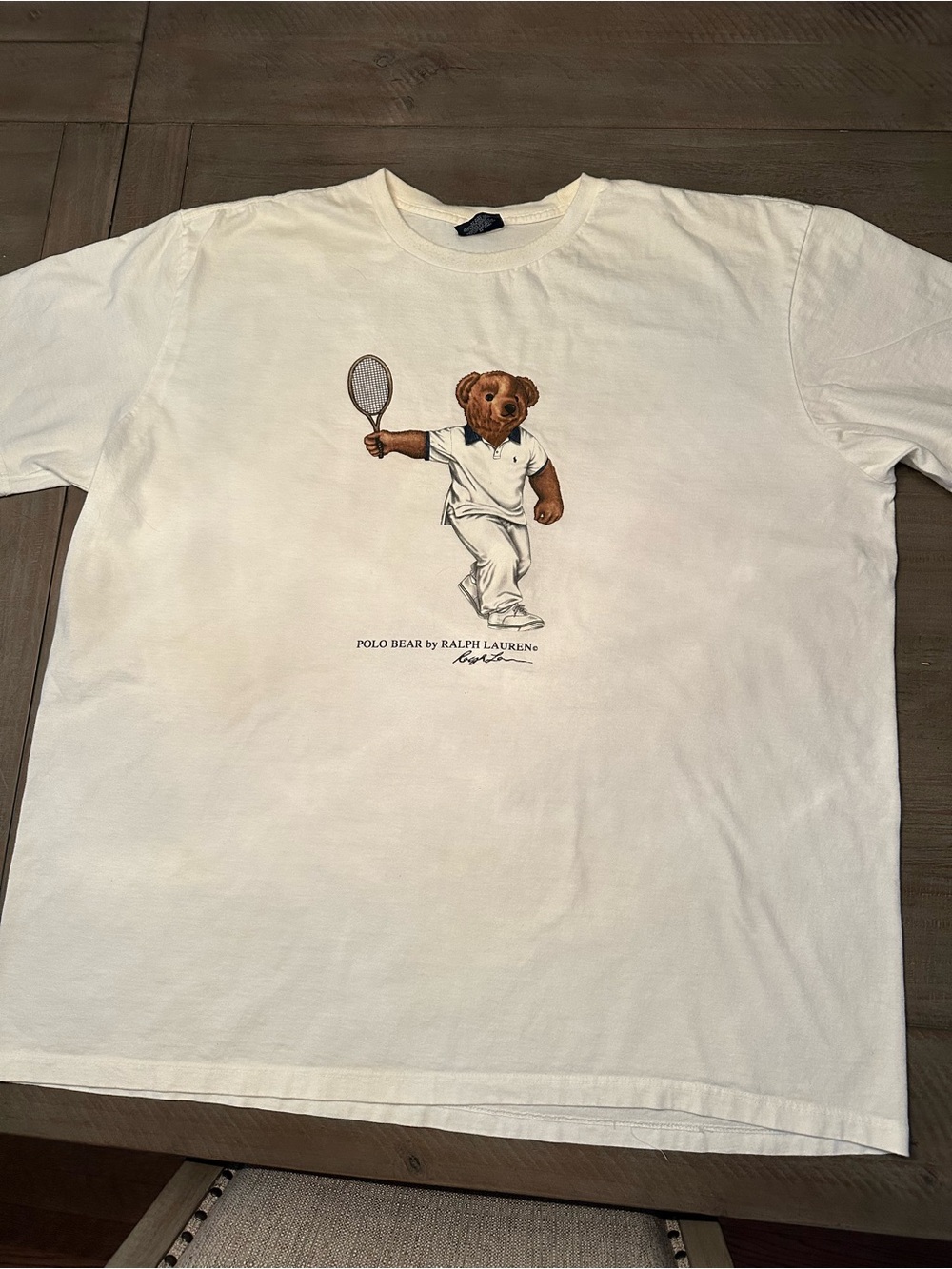 Vintage Polo Ralph Lauren Golf Bear Graphic T-Shirt Off White/Cream - Size XXL